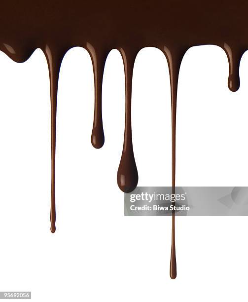 chocolate falling in drops - 溶ける ストックフォトと画像