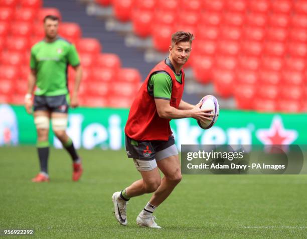 Gloucester's Henry Trinder during the captain's run at the San Mames Stadium, Bilbao.