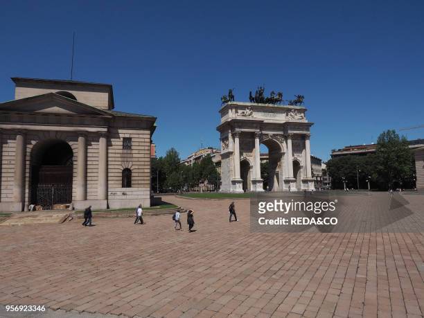 Arco della Pace arch, Piazza Sempione square, Milan, Lombardy, Italy, Europe.