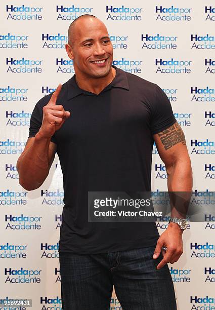 Actor Dwayne Johnson attends the "Tooth Fairy " press conference and photocall at the Four Seasons Hotel on January 11, 2010 in Mexico City, Mexico.