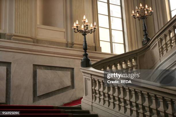 Stairway, Nobile first floor, Palazzo Reale, Milan, Lombardy, Italy.