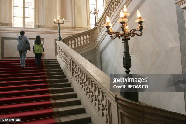 Stairway, Nobile first floor, Palazzo Reale, Milan, Lombardy, Italy.