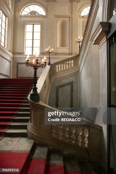 Stairway, Nobile first floor, Palazzo Reale, Milan, Lombardy, Italy.