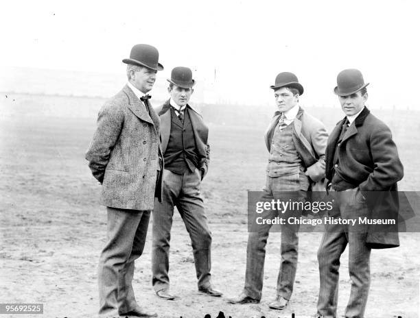 On the left is Charles Comiskey , owner of the Chicago White Sox, and critical to the founding of Major League Baseball's American League, standing...