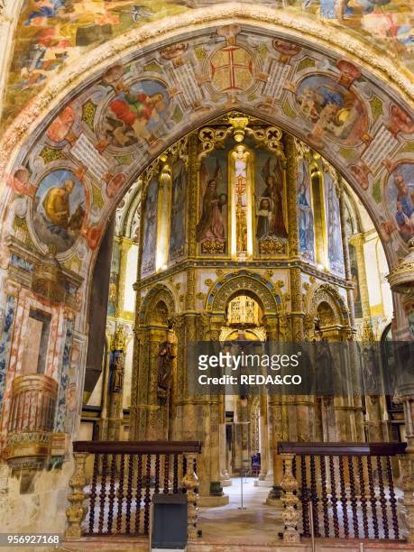 Church in the Convent of Christ. Convento de Cristo. In Tomar. It is part of the UNESCO world heritage Europe. Southern Europe. Portugal. April.