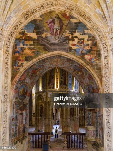 Church in the Convent of Christ. Convento de Cristo. In Tomar. It is part of the UNESCO world heritage Europe. Southern Europe. Portugal. April.