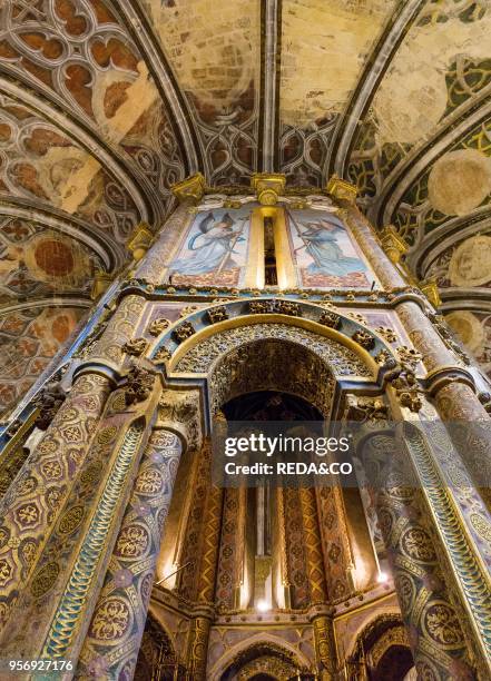 Church in the Convent of Christ. Convento de Cristo. In Tomar. It is part of the UNESCO world heritage Europe. Southern Europe. Portugal. April.