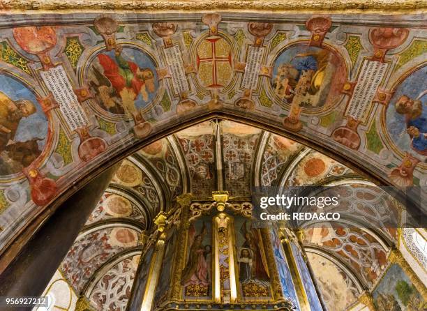 Church in the Convent of Christ. Convento de Cristo. In Tomar. It is part of the UNESCO world heritage Europe. Southern Europe. Portugal. April.