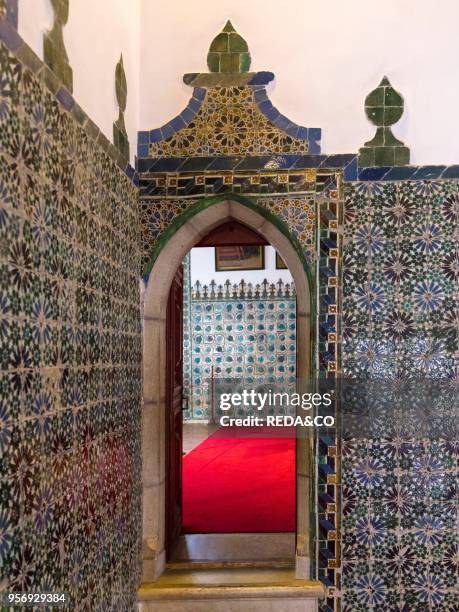 Palacio Nacional de Sintra. The national palace in Sintra. Near Lisbon. Part of the UNESCO world heritage. Decoration with azulejo . Europe. Southern...