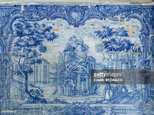 Palacio Nacional de Sintra. The national palace in Sintra. Near Lisbon. Part of the UNESCO world heritage. Decoration with traditional blue and white...