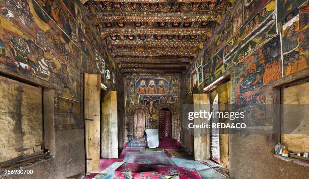 Debre Berhan Selassie Church in Gonder. The interior of the church is covered with paintings showing stories from the old and the new testament as...