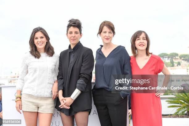 Iris Brey, Marie Amachoukeli, Camera d'Or jury head Ursula Meier with Jeanne Lapoire attend the Jury Official Camera D'Or Photocall during the 71st...