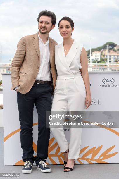 Shawky and Dina Emam attend the "Yomeddine" Photocall during the 71st annual Cannes Film Festival at Palais des Festivals on May 10, 2018 in Cannes,...