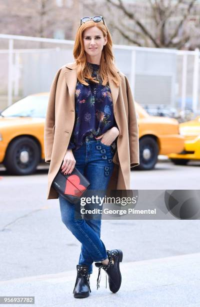 Sarah Rafferty is seen with Marc Cain's Limited Edition Charity Bag "Heart" on April 28, 2018 in Toronto, Canada.