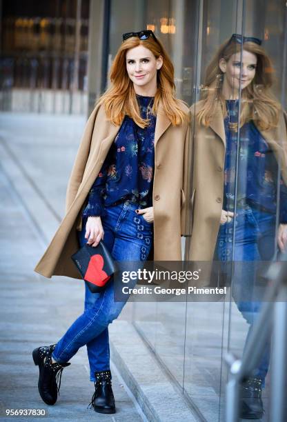 Sarah Rafferty is seen with Marc Cain's Limited Edition Charity Bag "Heart" on April 28, 2018 in Toronto, Canada.