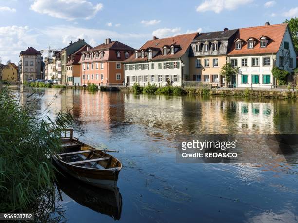The Old Town and river Regnitz. Bamberg in Franconia. A part of Bavaria. The Old Town is listed as UNESCO World Heritage "Altstadt von Bamberg"....