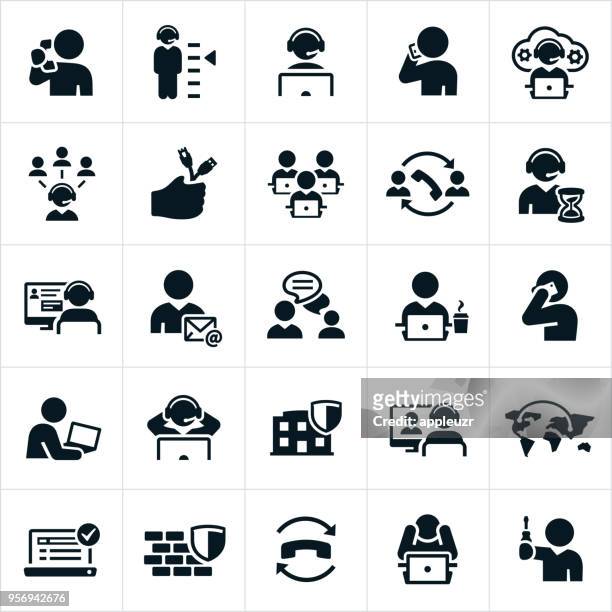 help desk icons - customer support icon stock illustrations