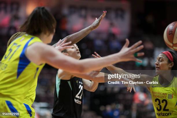 May 7: Kelly Faris of the New York Liberty in action during the Dallas Wings Vs New York Liberty, WNBA pre season game at Mohegan Sun Arena on May 7,...