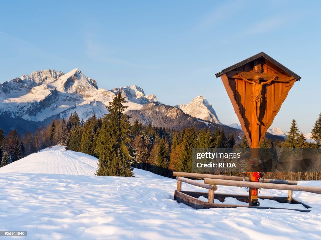Wetterstein Mountain range in winter