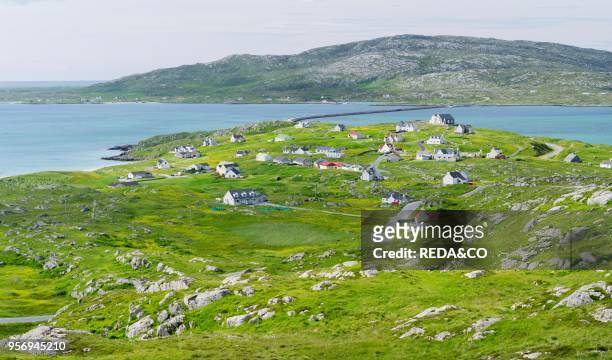 Erisksay island. Located at the southern tip of South Uist in the Outer Hebrides.Machair. Gaelic for a fertile. Often sandy. Sometimes farmed or...