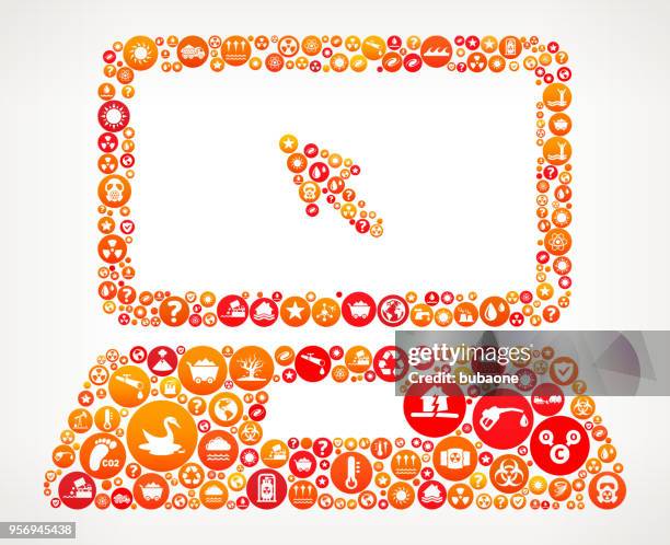 laptop and cursor climate change vector icon pattern - coal computer stock illustrations