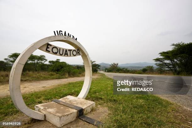 Sign of the Equator near Kasese. Africa. East Africa. Uganda. January.