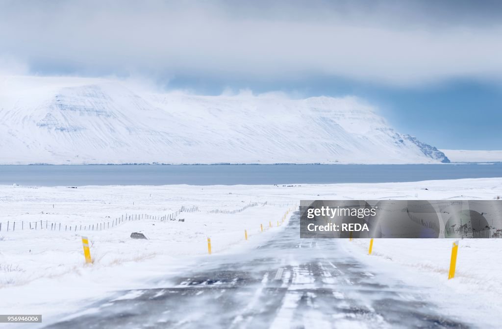 Landscape in Skagafjoerdur during winter