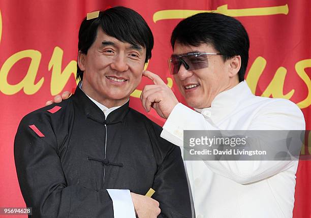 Actor Jackie Chan attends the unveiling of his wax figure at Madame Tussauds Hollywood on January 11, 2010 in Hollywood, California.