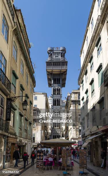 Elevador Santa Justa. An icon in the Baixa. Lisbon the capital of Portugal. Europe. Southern Europe. Portugal. March.