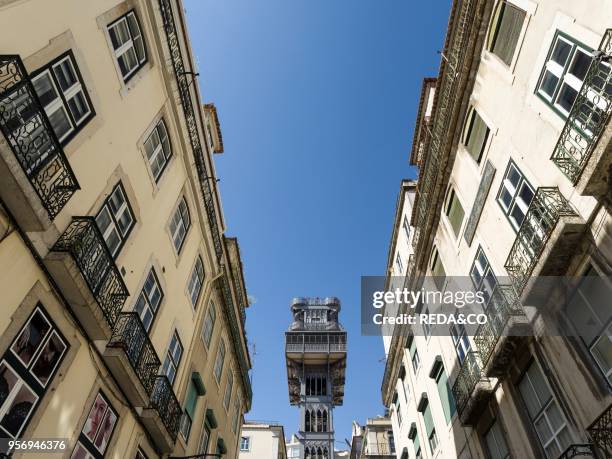 Elevador Santa Justa. An icon in the Baixa. Lisbon the capital of Portugal. Europe. Southern Europe. Portugal. March.