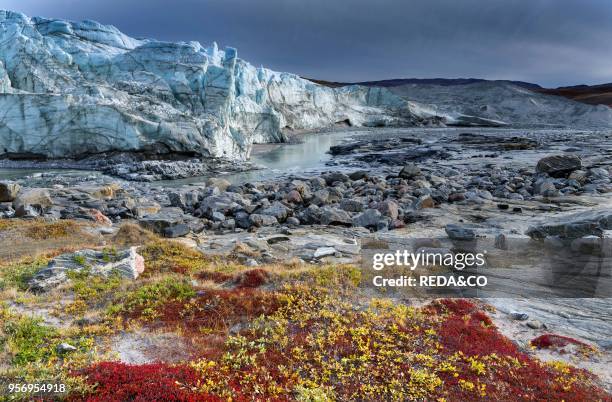 Terminus of the Russell Glacier. Landscape close to the Greenland Ice Sheet near Kangerlussuaq. America. North America. Greenland. Denmark.