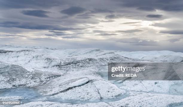 Landscape on the Greenland Ice Sheet near Kangerlussuaq. America. North America. Greenland. Denmark.