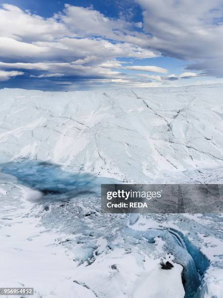 Landscape on the Greenland Ice Sheet near Kangerlussuaq. America. North America. Greenland. Denmark.