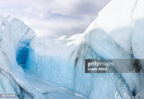 Landscape on the Greenland Ice Sheet near Kangerlussuaq. America. North America. Greenland. Denmark.