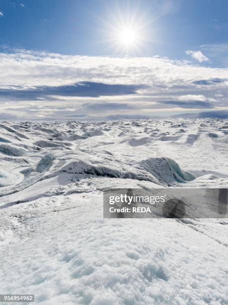 Landscape on the Greenland Ice Sheet near Kangerlussuaq. America. North America. Greenland. Denmark.