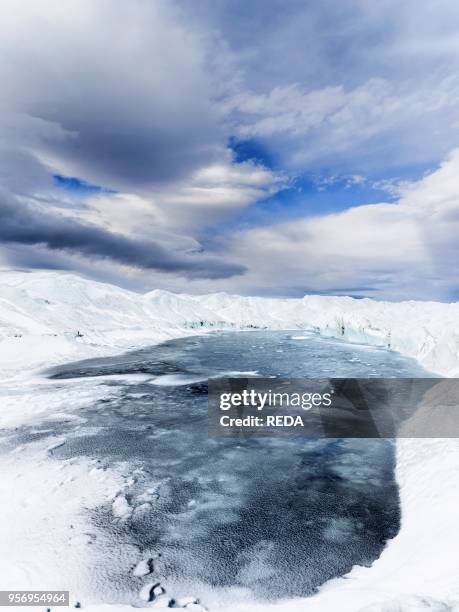 Landscape on the Greenland Ice Sheet near Kangerlussuaq. America. North America. Greenland. Denmark.