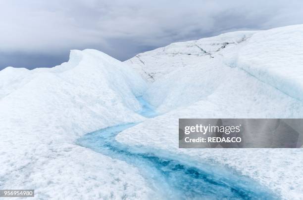 Landscape on the Greenland Ice Sheet near Kangerlussuaq. America. North America. Greenland. Denmark.