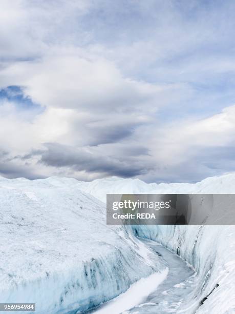 Landscape on the Greenland Ice Sheet near Kangerlussuaq. America. North America. Greenland. Denmark.