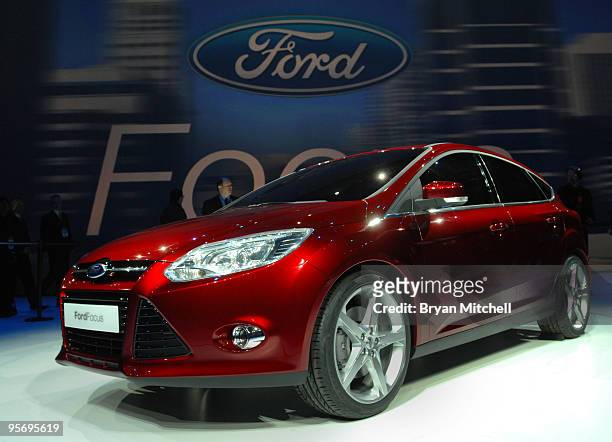 Ford Motor Company introduces the new Ford Focus during the press preview for the world automotive press during the North American International Auto...
