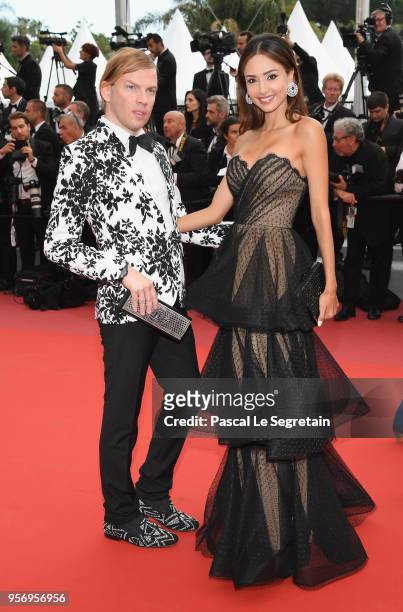 Designer Christophe Guillarme and Patricia Contreras attend the screening of "Sorry Angel " during the 71st annual Cannes Film Festival at Palais des...