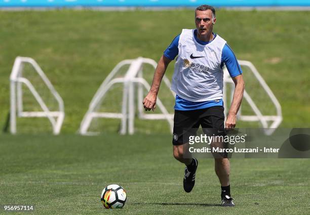 Giuseppe Bergomi of Inter Forever in action during the FC Internazionale training session at the club's training ground Suning Training Center in...