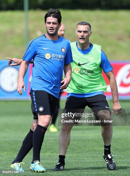 Cristian Chivu and Giuseppe Bergomi of Inter Forever during the FC Internazionale training session at the club's training ground Suning Training...