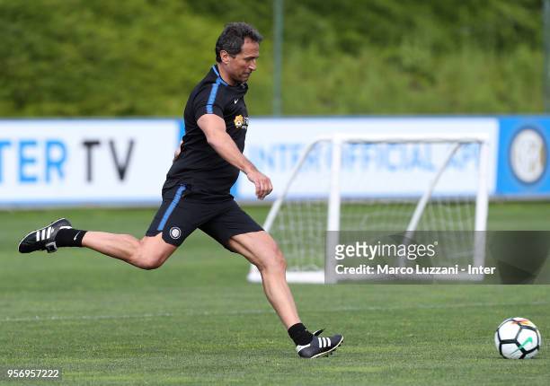 Riccardo Ferri of Inter Forever in action during the FC Internazionale training session at the club's training ground Suning Training Center in...