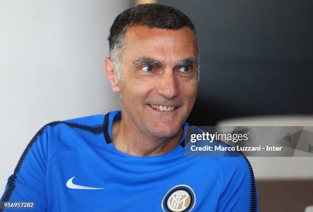 Giuseppe Bergomi of Inter Forever looks on during the FC Internazionale training session at the club's training ground Suning Training Center in...