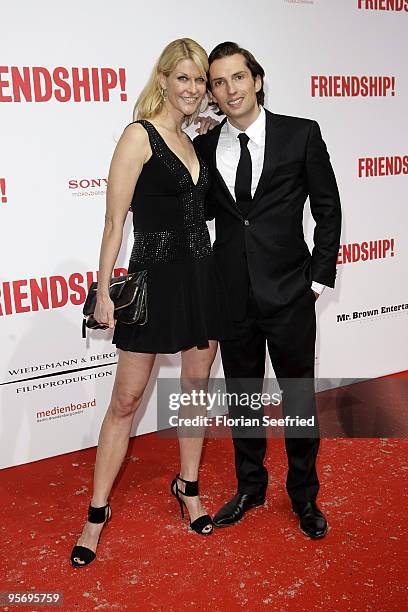 Producer Quirin Berg and girlfrind Natascha Gruen attend the premiere of 'Friendship' at CineMaxx at Potsdam Place on January 11, 2010 in Berlin,...