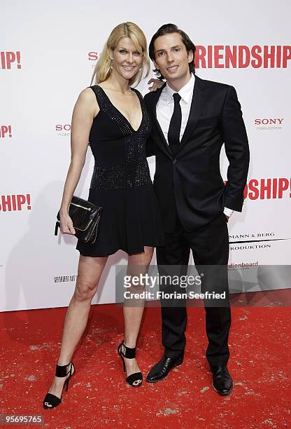 Producer Quirin Berg and girlfrind Natascha Gruen attend the premiere of 'Friendship' at CineMaxx at Potsdam Place on January 11, 2010 in Berlin,...