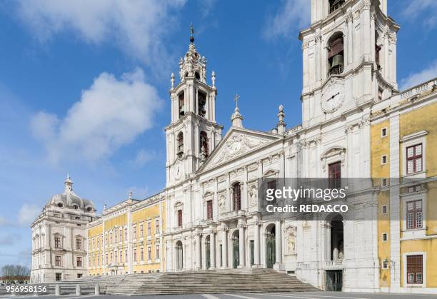 Palacio Nacional de Mafra. The national palace Mafra. The most monumental palace and monastery in Portugal. The front of the minster. A basilica...
