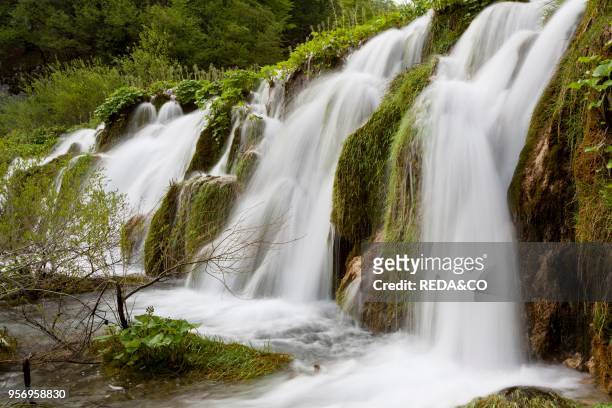 The Plitvice Lakes in the National Park Plitvicka Jezera in Croatia. The lower lakes. Plitvice Lakes are a string of lakes connected by waterfalls....
