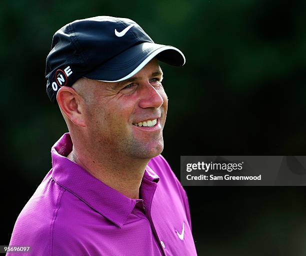 Stewart Cink smiles during the first round of the SBS Championship at the Plantation course on January 7, 2010 in Kapalua, Maui,Hawaii.