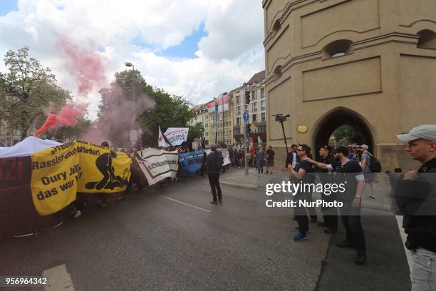 Police filmed the black bloc, because of the flares. Several ten thousands demonstrate against the Bavarian Polizeiaufgabengesetz in Munich, Germany,...